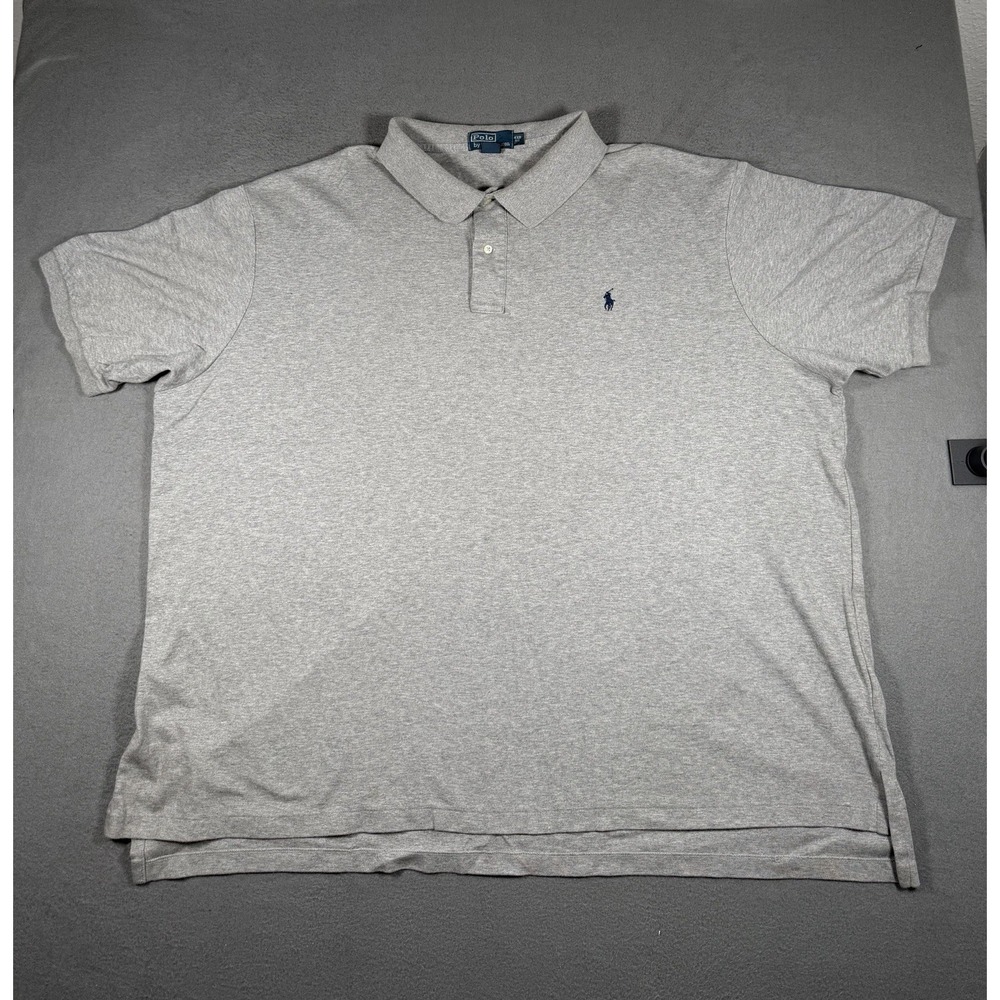 Polo Ralph Lauren Shirt 4XB Big Gray Short Sleeve Pique Pony Logo Men Polo
